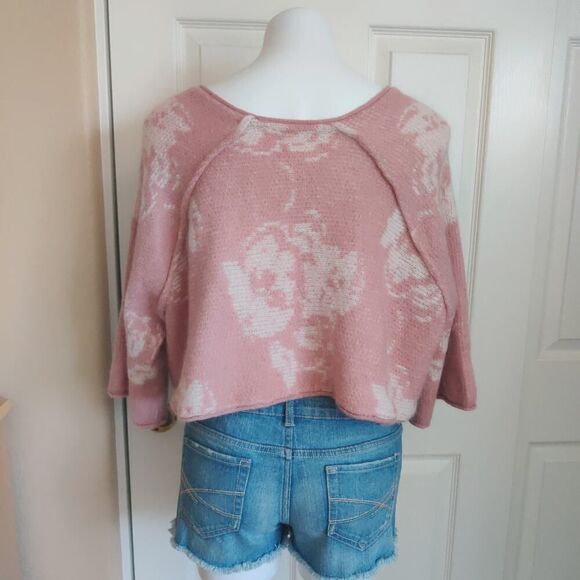 Free People "purple rain" cropped alpaca blend sweater sz M - Picture 7 of 13